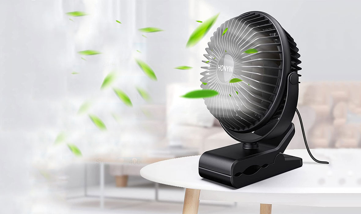 HONYIN 6'' Clip on Fan, 720° Rotation Clip Fan, Personal Cooling Fan