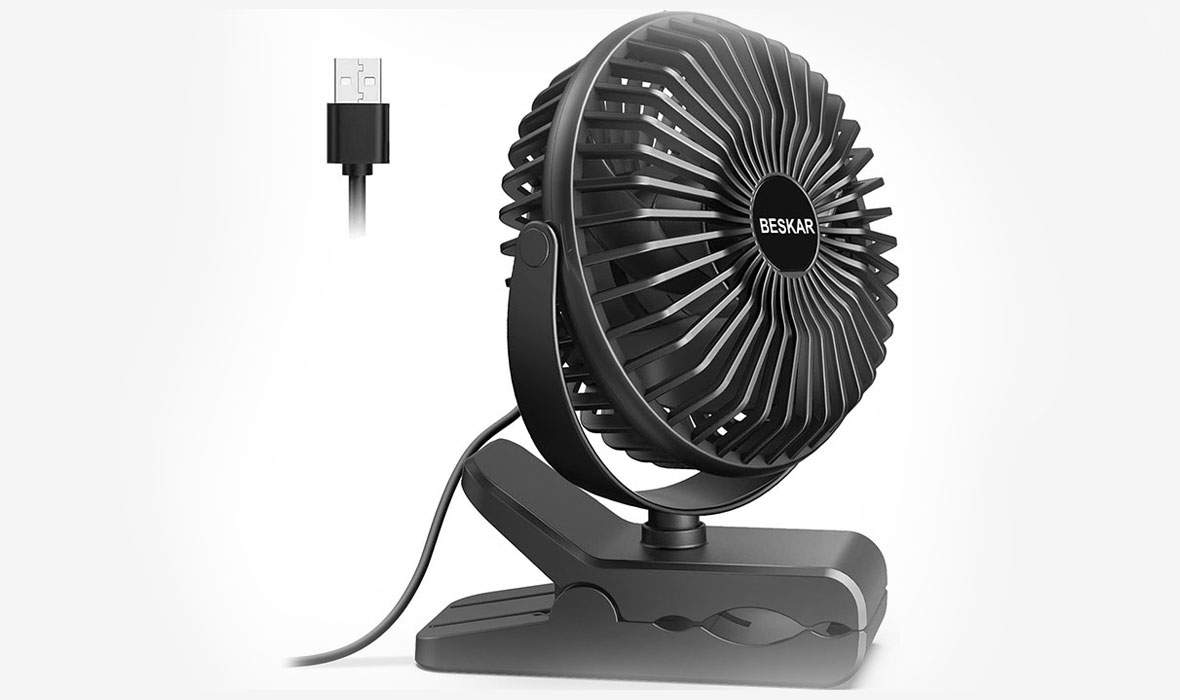BESKAR 6 Inch Clip on Fan, 3 Speeds Small Fan with Strong Airflow