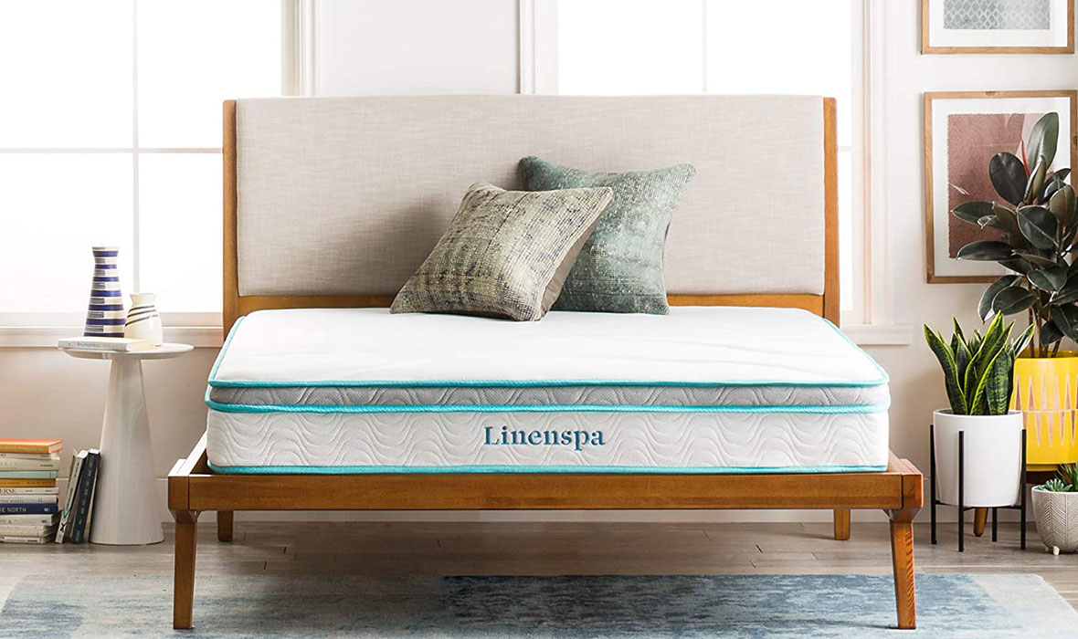 LINENSPA 8 Inch Memory Foam and Innerspring Hybrid Mattress – Full Mattress – Bed in a Box – Medium Firm Mattress